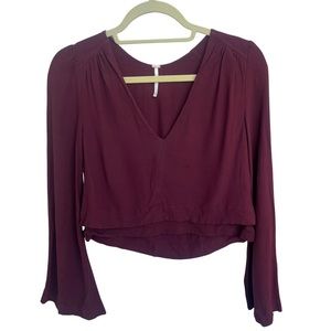 Free People Red Kimono Sleeve Top